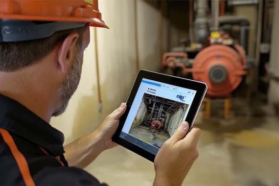 Inspeção de equipamento em operação